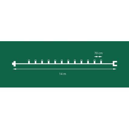 Додаткова зовнішня LED-гірлянда FELICIA FILAMENT 20xE10 14m, кольорове/тепле біле світло, IP44, Виготовлено в Чехії