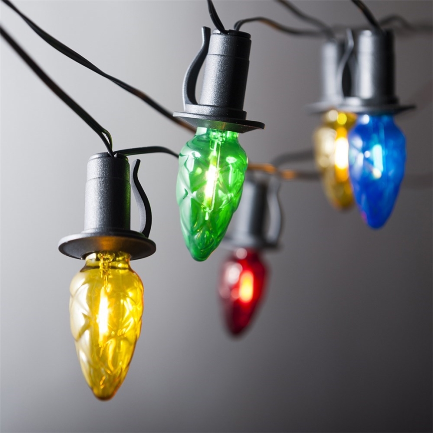 Подовжувальна зовнішня LED гірлянда CONE FILAMENT 20xE10 14m, кольорове/тепле біле світло, IP44, виготовлено в Чехії