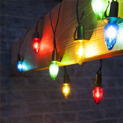 Подовжувальна зовнішня LED гірлянда CONE FILAMENT 20xE10 14m, кольорове/тепле біле світло, IP44, виготовлено в Чехії