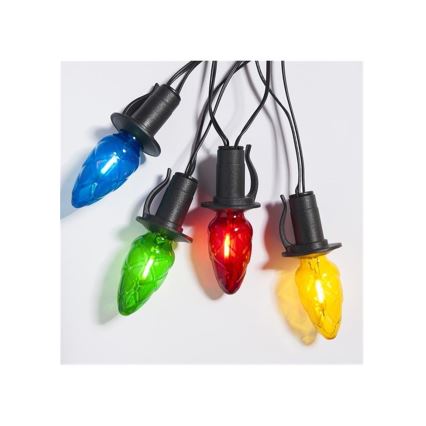 Подовжувальна зовнішня LED гірлянда CONE FILAMENT 20xE10 14m, кольорове/тепле біле світло, IP44, виготовлено в Чехії