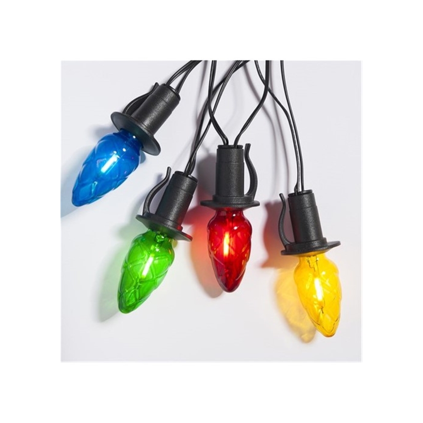 Подовжувальна зовнішня LED гірлянда CONE FILAMENT 20xE10 14m, кольорове/тепле біле світло, IP44, виготовлено в Чехії
