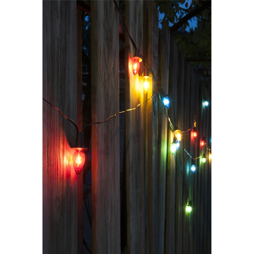 Подовжувальна зовнішня LED гірлянда CONE FILAMENT 20xE10 14m, кольорове/тепле біле світло, IP44, виготовлено в Чехії