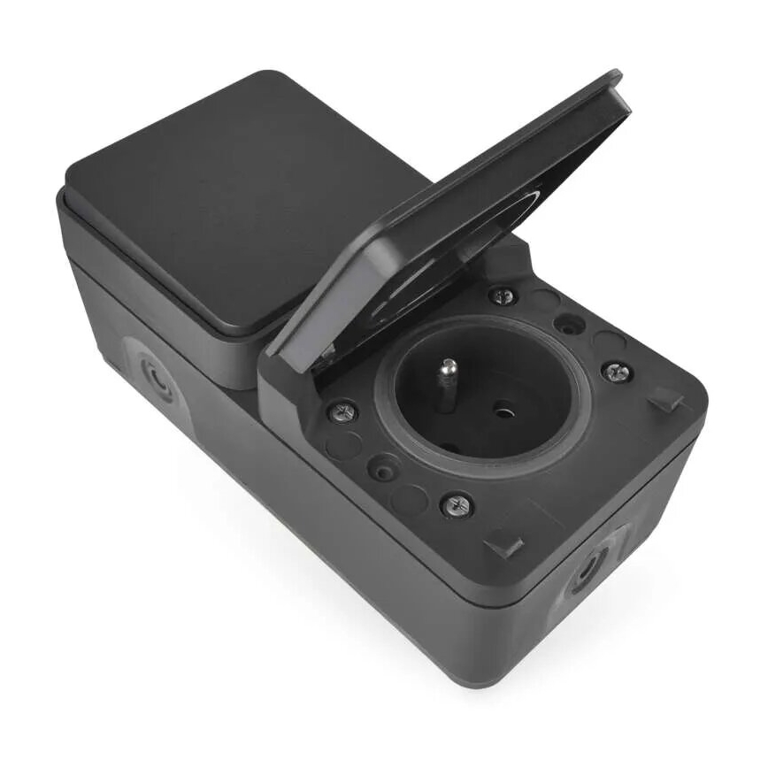 Домашній вимикач змінний з розеткою 250V/16A IP55