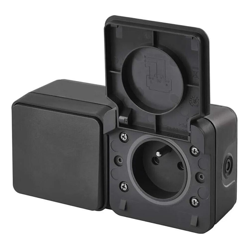 Домашний выключатель переменный с розеткой 250V/16A IP55