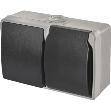 Домашний выключатель переменный № 6 с розеткой 250V/16A IP44 серый