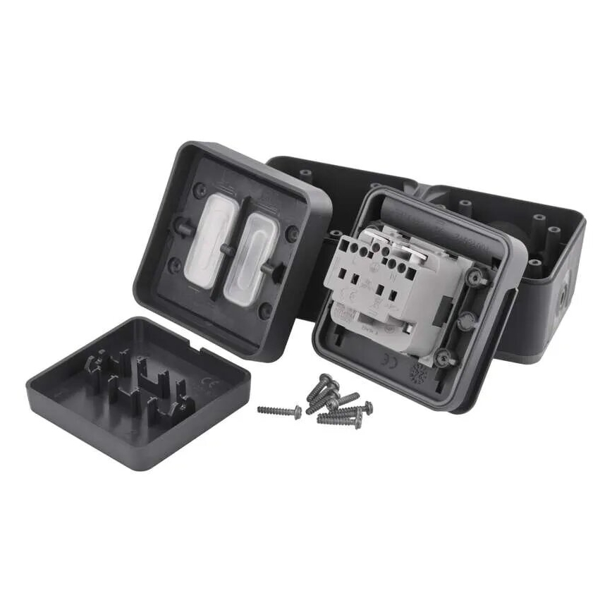 Домашний выключатель переменный с розеткой 250V/16A IP55