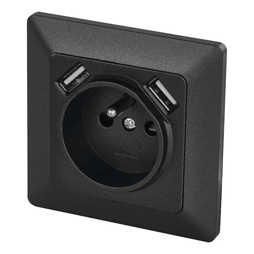 Домашня розетка з USB 250V/16A антрацит