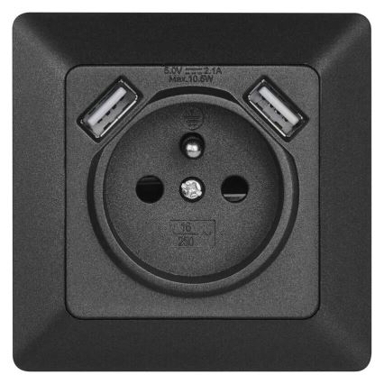 Домашня розетка з USB 250V/16A антрацит