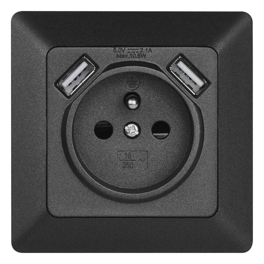 Домашня розетка з USB 250V/16A антрацит