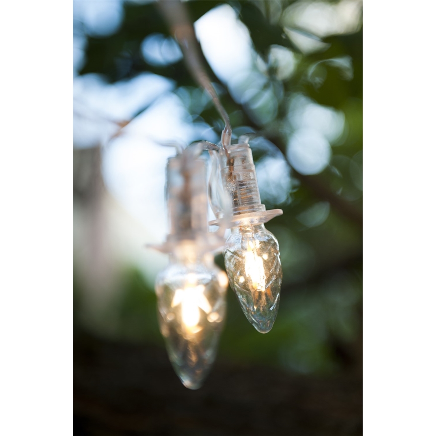 Дополнительная уличная светодиодная гирлянда CONE FILAMENT, 20xE10, 14m, с прозрачными лампами и тёплым белым светом, IP44, произведено в Чехии