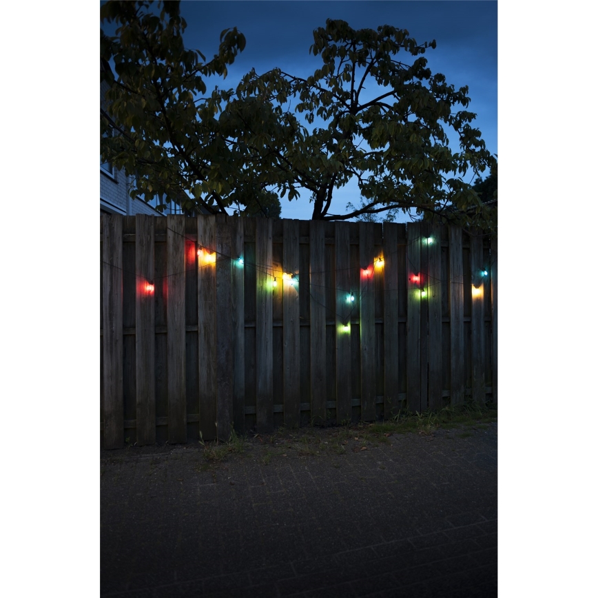 Удлинительная светодиодная уличная гирлянда CONE FILAMENT 20xE10 14m цветная/тёплый белый IP44, Сделано в Чехии