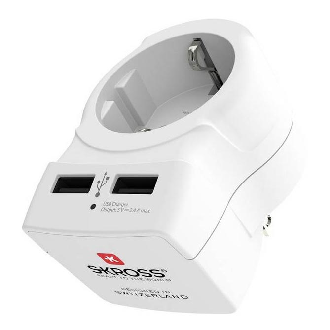 Дорожній адаптер для США 230V + 2x USB-порт