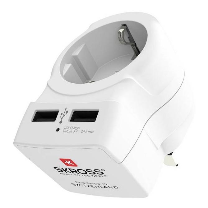 Дорожній адаптер для Великобританії 230V + 2x USB-порт