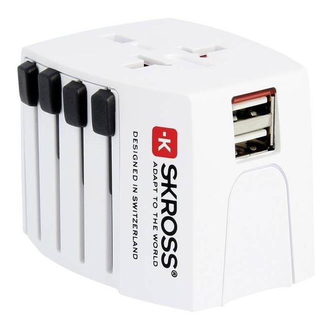 Дорожній адаптер міжнародний 230V + 2x USB-порт