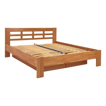 Double bed made of solid wood with storage space ANGELA 180x200 cm walnut