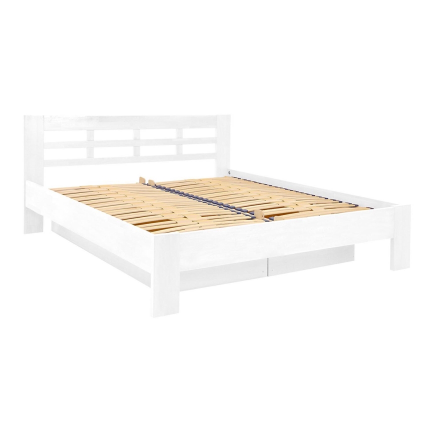 Double bed made of solid wood with storage space ANGELA 180x200 cm white
