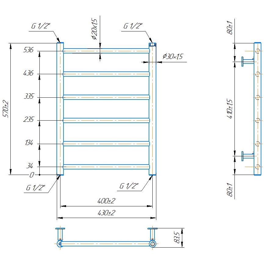 Драбинна рушникосушарка для ванної INOX FLAT 122 Вт/230 В 57x43 см нержавіюча/біла