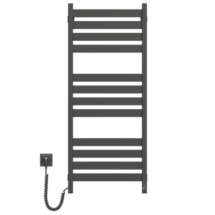 Рушникосушарка-«драбина» для ванної кімнати з термостатом LARGO 541W/230V 120,6 cm IP44, чорна, ліва, квадратна