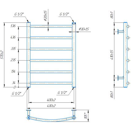 Драбинна рушникосушка для ванної INOX CLASSIC 120W/230V 57x43 cm нержавіюча сталь/чорний