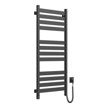 Драбинний рушникосушник для ванної з термостатом LARGO 541W/230V 120,6 cm IP44 чорний правий квадратний