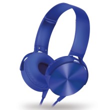 Дротові навушники з мікрофоном сині