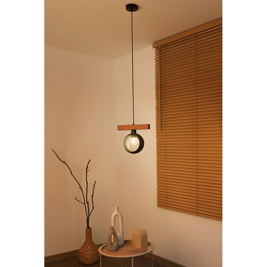 Duolla - Люстра на шнурі IRONLINE 1xE27/15W/230V сосна/дуб/чорний