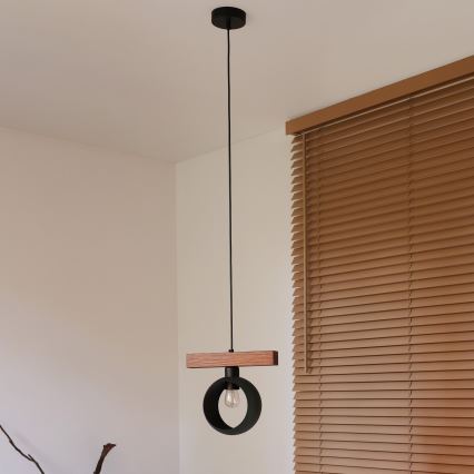 Duolla - Люстра на шнурі IRONLINE 1xE27/15W/230V сосна/дуб/чорний