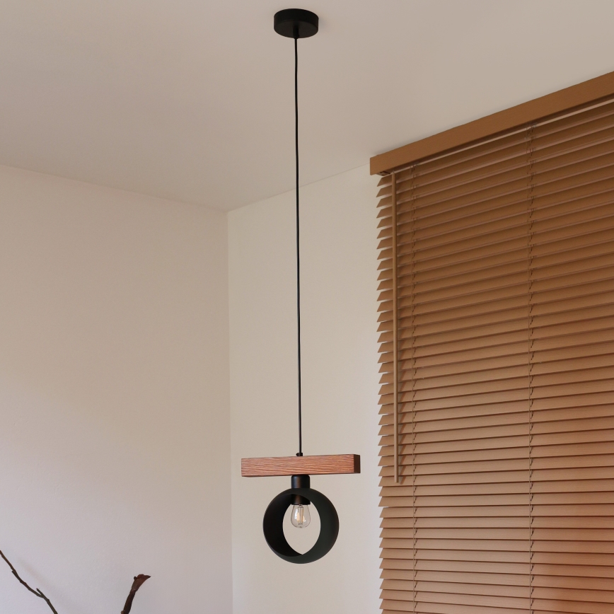 Duolla - Люстра на шнурі IRONLINE 1xE27/15W/230V сосна/дуб/чорний