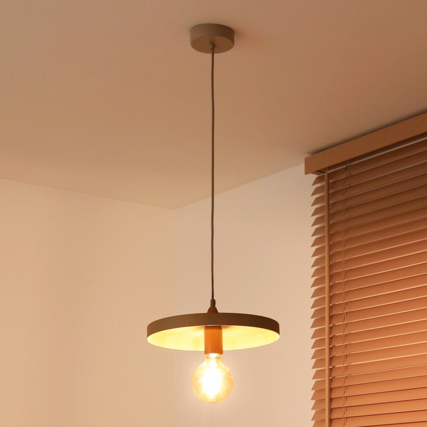 Duolla - люстра на тросе IRONLINE 1xE27/15W/230V, диам. 30 см, бежевый/медный