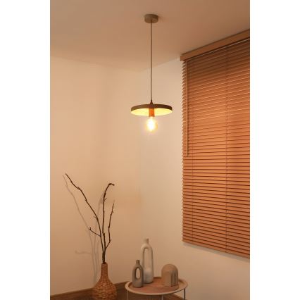Duolla - люстра на тросе IRONLINE 1xE27/15W/230V, диам. 30 см, бежевый/медный