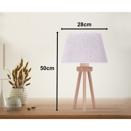 Duolla - Настільна лампа BOUCLE 1xE27/15W/230V діаметр 28 см білий/дерево