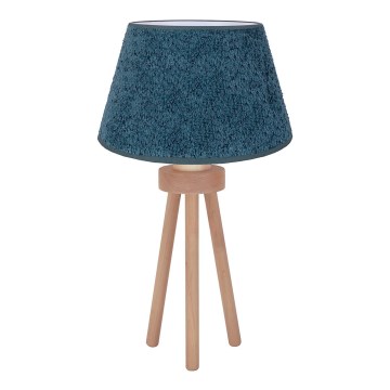 Duolla - Настільна лампа BOUCLE 1xE27/15W/230V діаметр 28 см бірюзовий/дерево