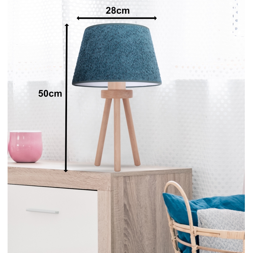 Duolla - Настільна лампа BOUCLE 1xE27/15W/230V діаметр 28 см бірюзовий/дерево