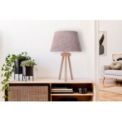 Duolla - Настільна лампа BOUCLE 1xE27/15W/230V діаметр 28 см коричневий/дерево
