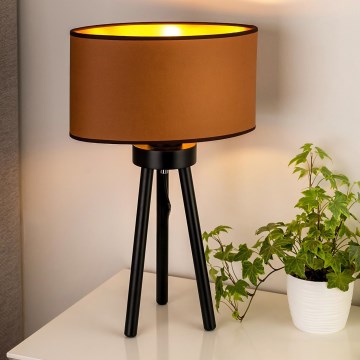 Duolla - Настільна лампа OVAL VEGAN 1xE27/15W/230V діаметр 30 см коричневий