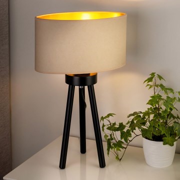 Duolla - Настільна лампа OVAL VEGAN 1xE27/15W/230V діаметр 30 см кремовий
