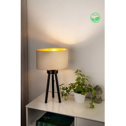 Duolla - Настільна лампа OVAL VEGAN 1xE27/15W/230V діаметр 30 см кремовий