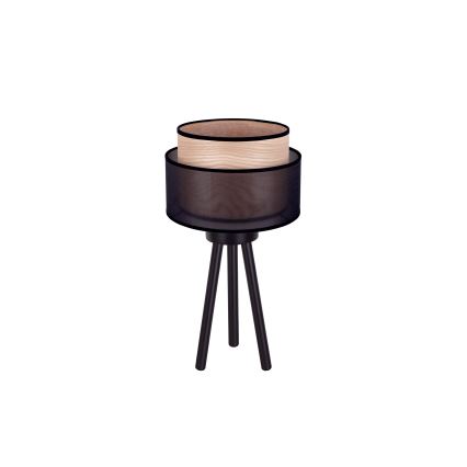 Duolla - Настільна лампа WOOD BOHO 1xE27/15W/230V діаметр 25 см чорний/бежевий