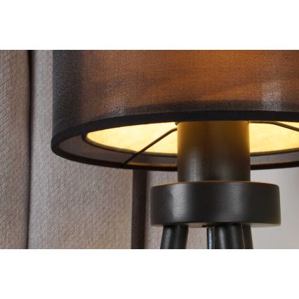 Duolla - Настільна лампа WOOD BOHO 1xE27/15W/230V діаметр 25 см чорний/бежевий