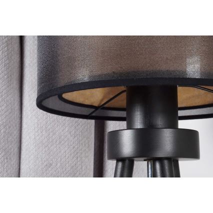 Duolla - Настільна лампа WOOD BOHO 1xE27/15W/230V діаметр 25 см чорний/бежевий