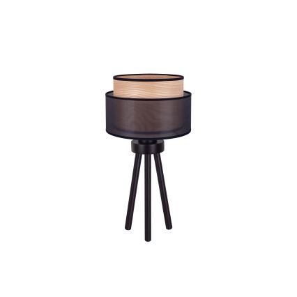 Duolla - Настільна лампа WOOD BOHO 1xE27/15W/230V діаметр 25 см чорний/бежевий
