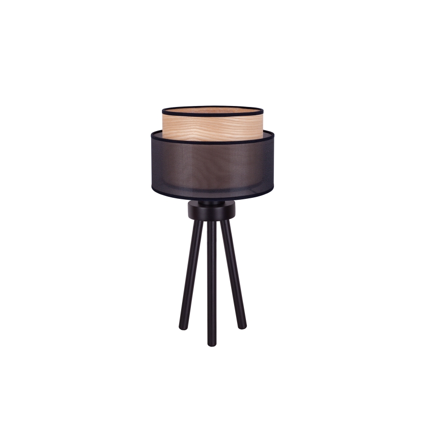 Duolla - Настільна лампа WOOD BOHO 1xE27/15W/230V діаметр 25 см чорний/бежевий