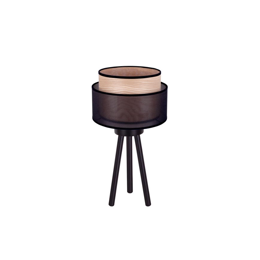 Duolla - Настільна лампа WOOD BOHO 1xE27/15W/230V діаметр 25 см чорний/бежевий