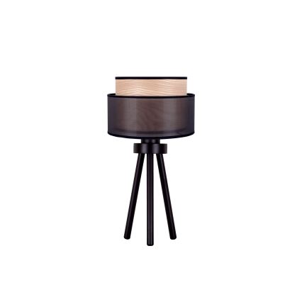 Duolla - Настільна лампа WOOD BOHO 1xE27/15W/230V діаметр 25 см чорний/бежевий