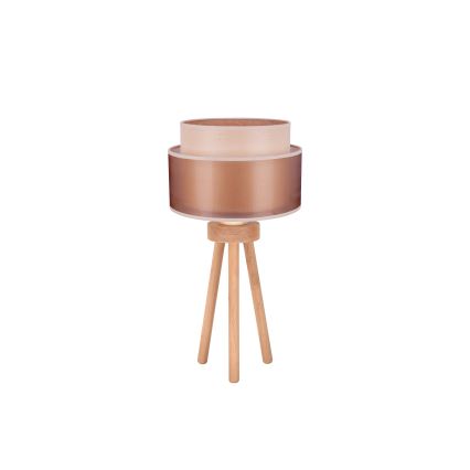 Duolla - Настільна лампа WOOD BOHO 1xE27/15W/230V діаметр 25 см мідний/коричневий/бежевий