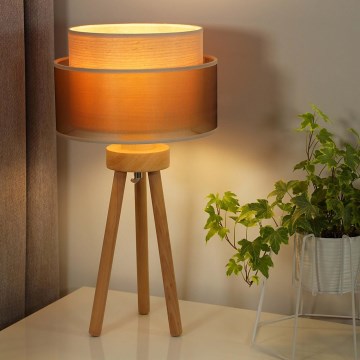 Duolla - Настільна лампа WOOD BOHO 1xE27/15W/230V діаметр 25 см мідний/коричневий/бежевий