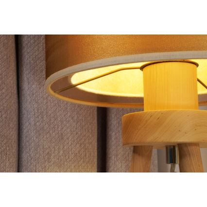 Duolla - Настільна лампа WOOD BOHO 1xE27/15W/230V діаметр 25 см мідний/коричневий/бежевий