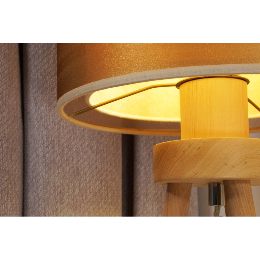 Duolla - Настільна лампа WOOD BOHO 1xE27/15W/230V діаметр 25 см мідний/коричневий/бежевий