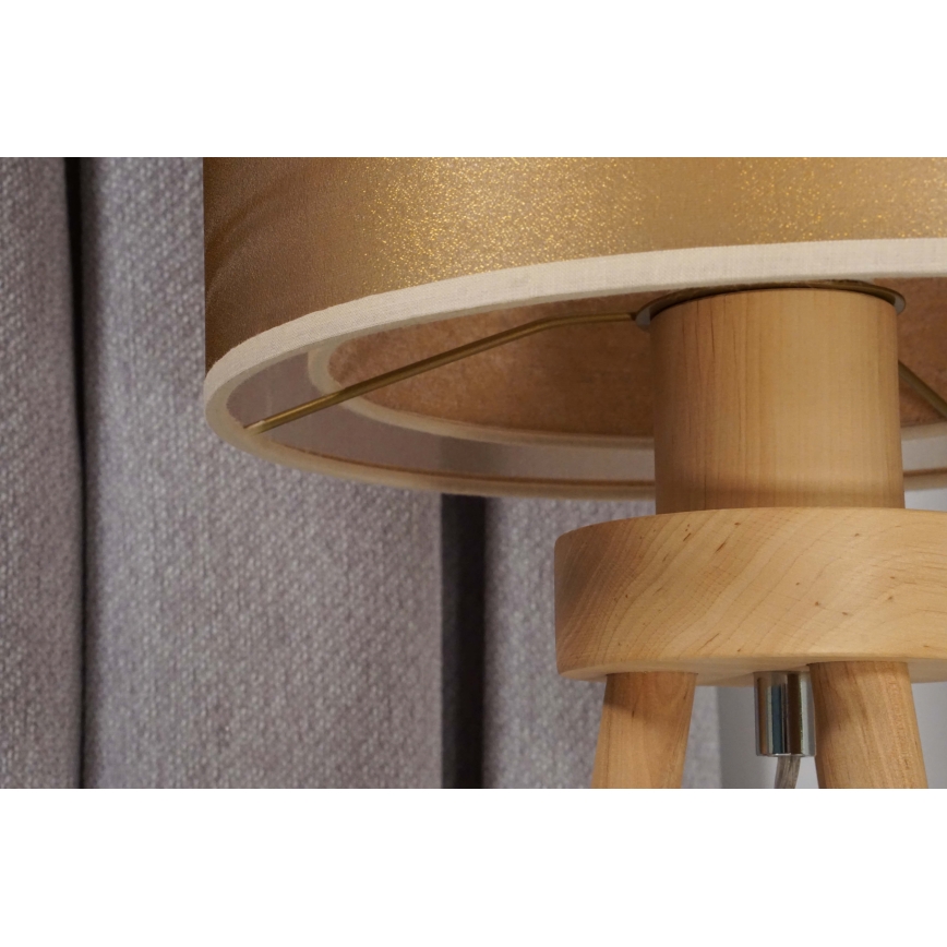Duolla - Настільна лампа WOOD BOHO 1xE27/15W/230V діаметр 25 см мідний/коричневий/бежевий