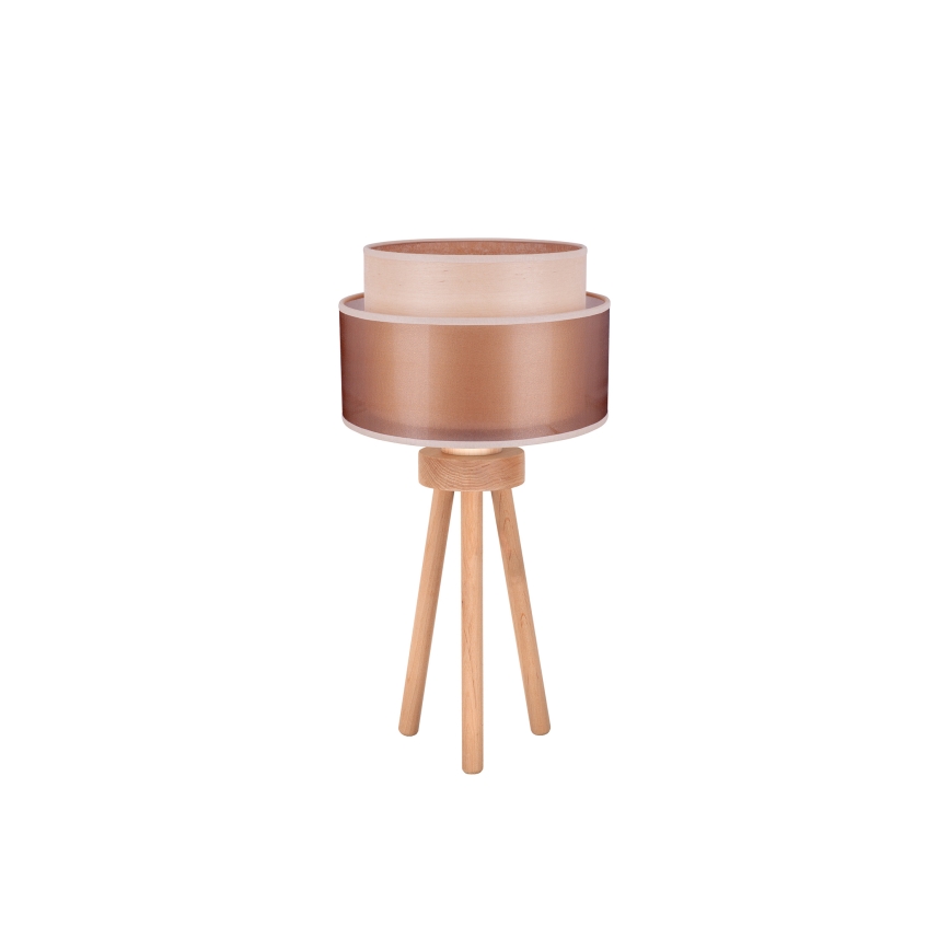 Duolla - Настільна лампа WOOD BOHO 1xE27/15W/230V діаметр 25 см мідний/коричневий/бежевий